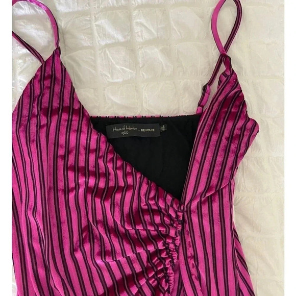 Revolve X House of Harlowe 1960 metallic velour asymmetrical dress - Picture 6 of 7